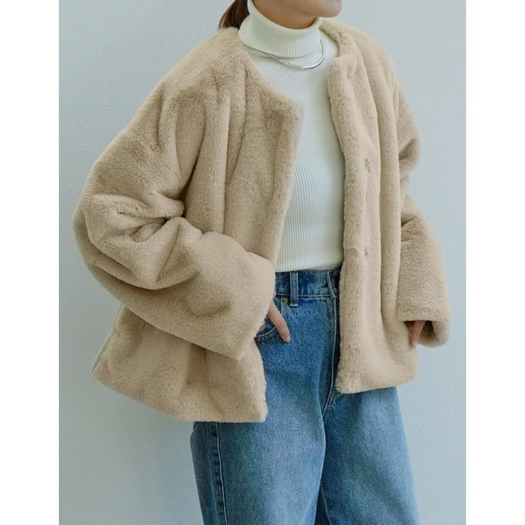 y/m byなとりか フェイクファーショート丈ジャケット y/m by なとりか