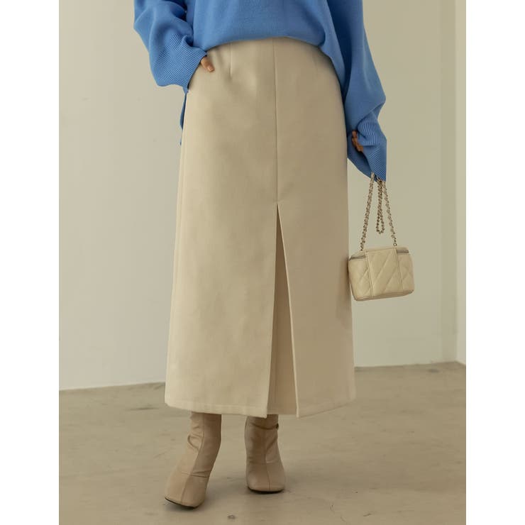 アイボリー(003) | トレンドかつこなれ感を演出するデザインスカート ウールタッチ起毛ナロースカート | Re:EDIT