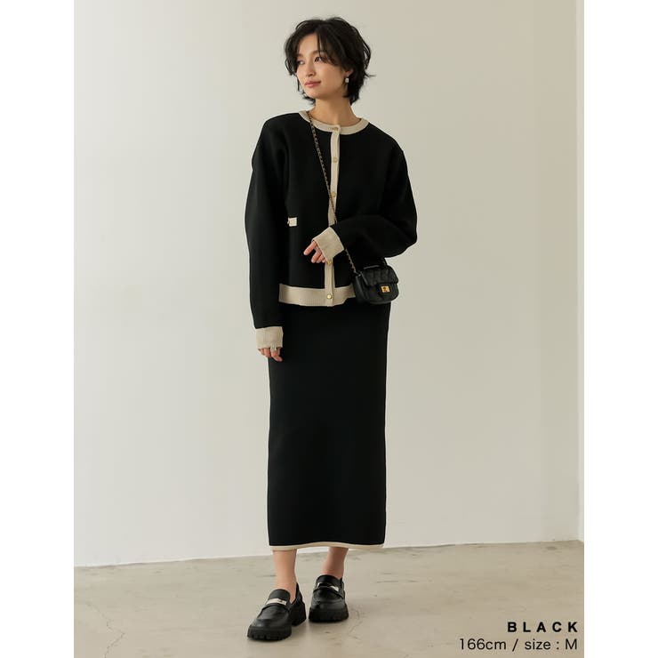 きれいめなスカートをトレンドライクに取り入れて 配色スポンジニットタイトスカート | Re:EDIT | 詳細画像4 