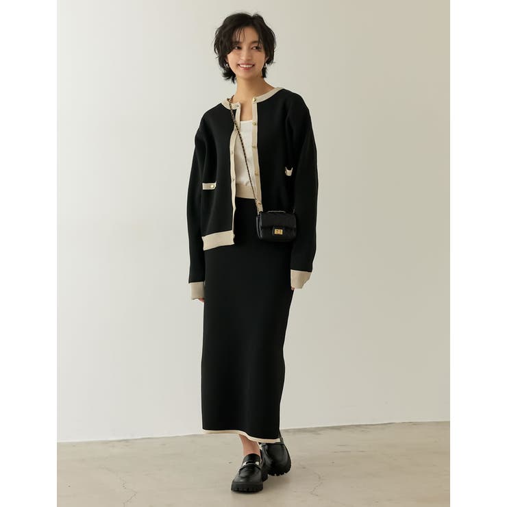 きれいめなスカートをトレンドライクに取り入れて 配色スポンジニットタイトスカート | Re:EDIT | 詳細画像7 