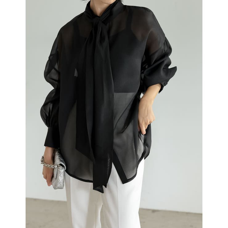 オーガンジーシアーボウタイブラウス | Re:EDIT | 詳細画像9 