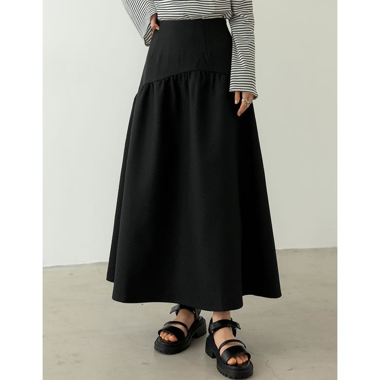 低身長/高身長サイズ有]イレヘム切り替えフレアスカート[品番