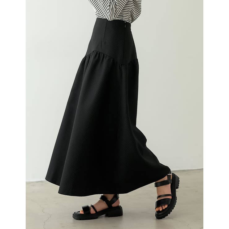 低身長/高身長サイズ有]イレヘム切り替えフレアスカート[品番