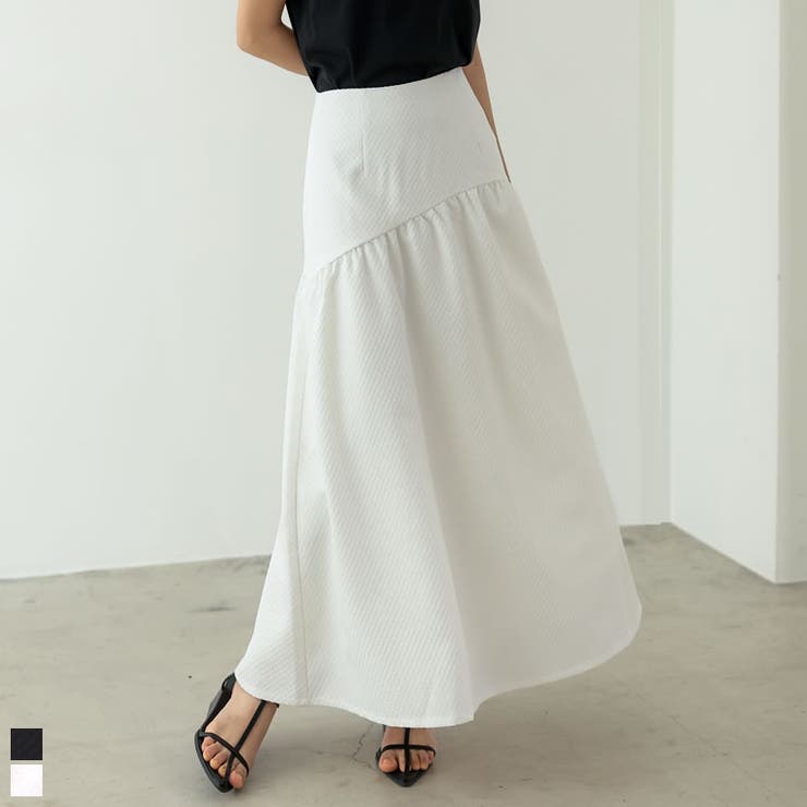 低身長/高身長サイズ有]イレヘム切り替えフレアスカート[品番