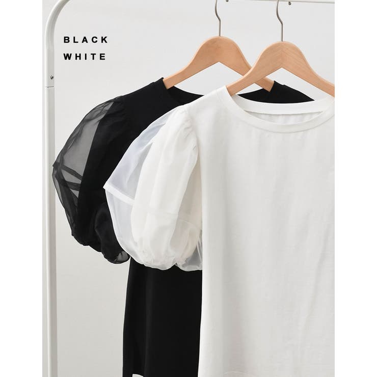 オーガンジースリーブ半袖トップス | Re:EDIT | 詳細画像2 