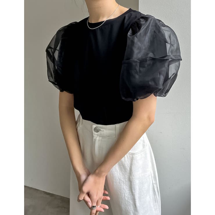 オーガンジースリーブ半袖トップス | Re:EDIT | 詳細画像23 