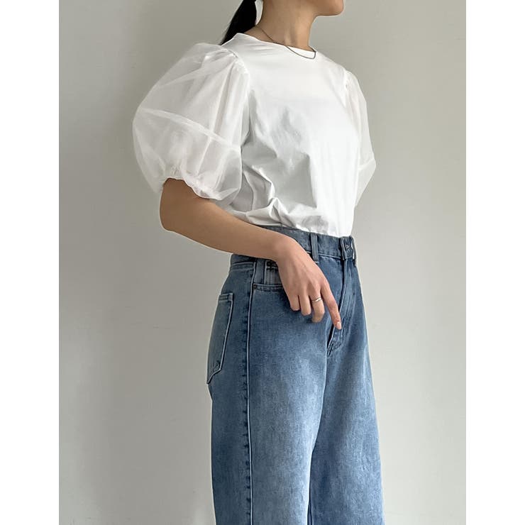 オーガンジースリーブ半袖トップス | Re:EDIT | 詳細画像32 