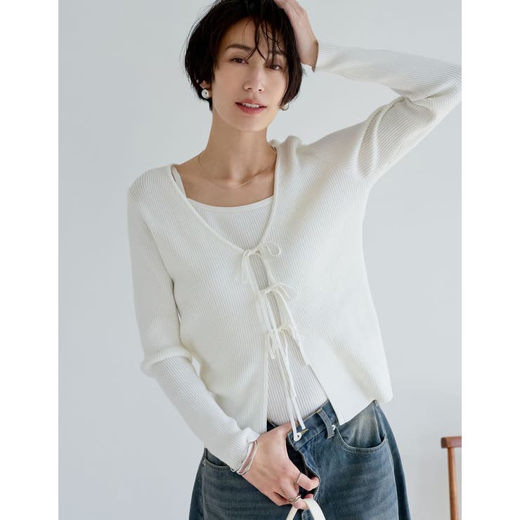 [2点セット]リボンカーディガン×アメスリキャミソールセット | Re:EDIT | 詳細画像6 