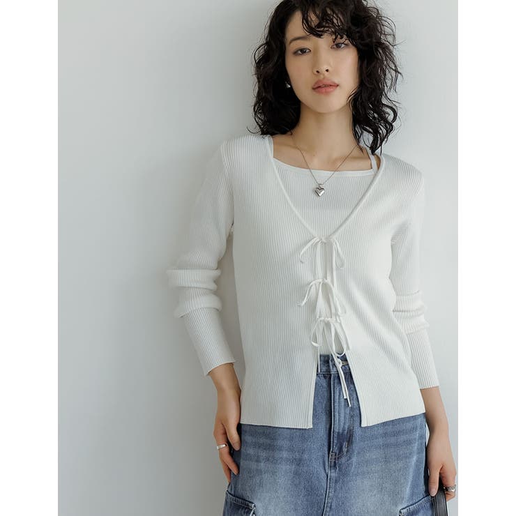 [2点セット]リボンカーディガン×アメスリキャミソールセット | Re:EDIT | 詳細画像7 