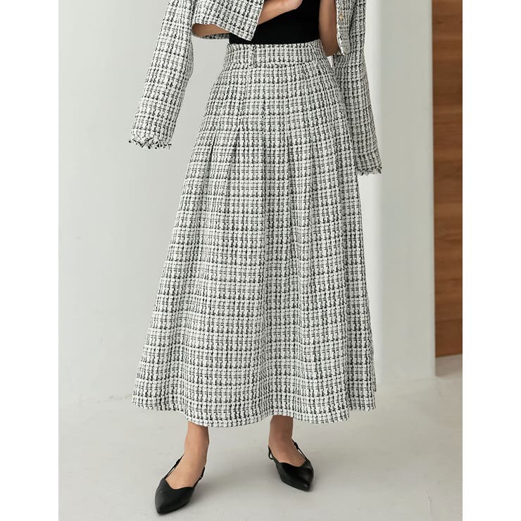 [低身長サイズ有]ツイードライクフレアスカート | Re:EDIT | 詳細画像4 