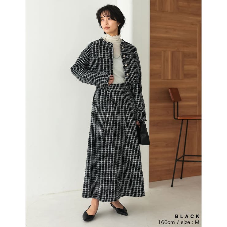 [低身長サイズ有]ツイードライクフレアスカート | Re:EDIT | 詳細画像6 