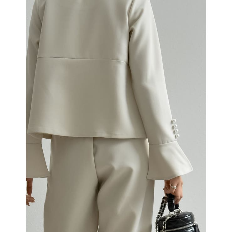 パールデザインブラウス＆テーパードパンツセットアップ | Re:EDIT | 詳細画像9 