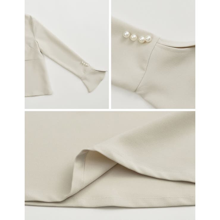 パールデザインブラウス＆テーパードパンツセットアップ | Re:EDIT | 詳細画像33 
