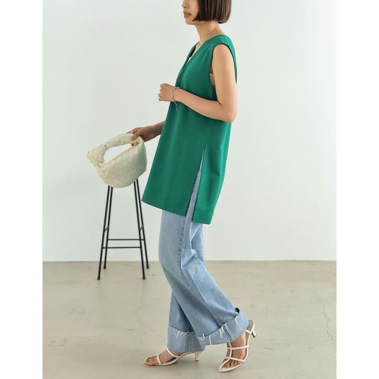 モックスタイル　gardn 　ノースリーブ　 チュニック ボクシーノースリーブチュニック｜ファッション通販のSTRIPE CLUB