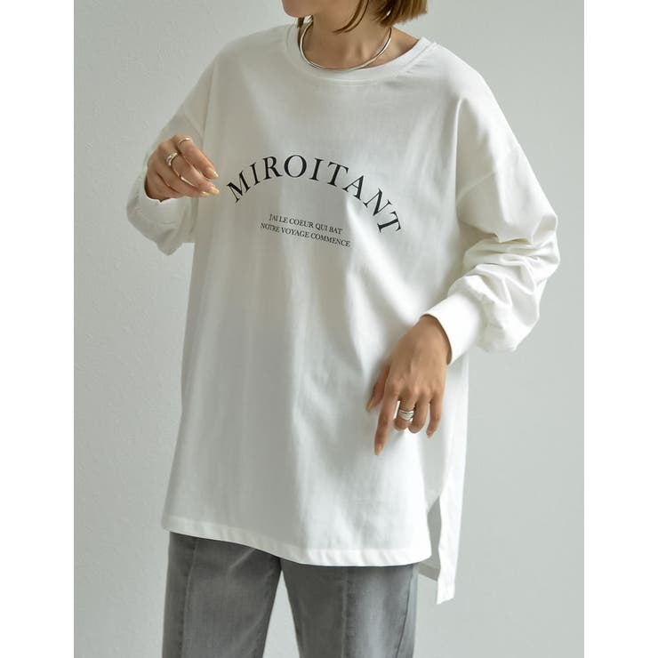 フロントロゴプリント長袖ロングTシャツ | Re:EDIT | 詳細画像21 