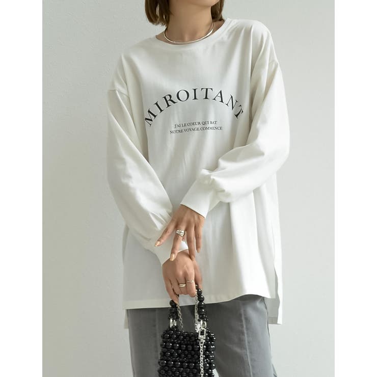 フロントロゴプリント長袖ロングTシャツ | Re:EDIT | 詳細画像22 