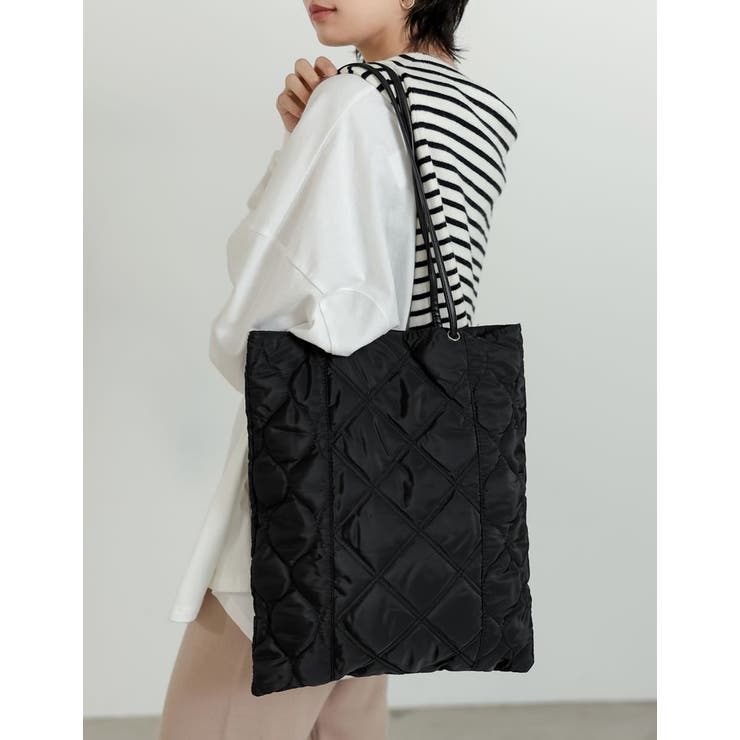 Rody 　キルティングストーントートバッグ 　L　 ブラック Rody キルティングストーントートバッグ L ブラック