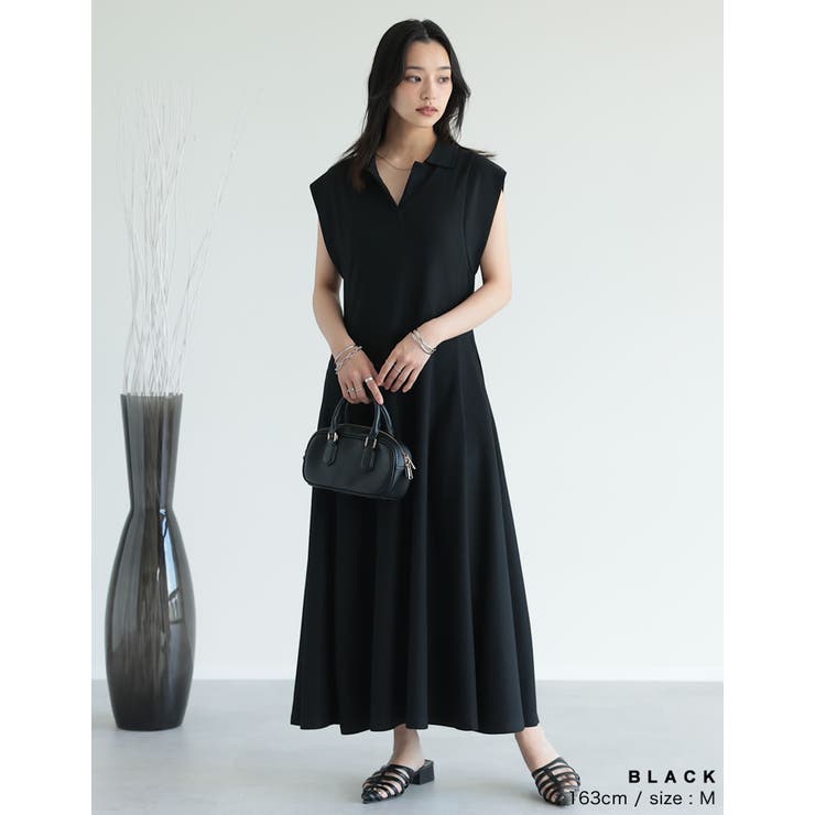 低身長/高身長サイズ有]キーネックフレンチスリーブポロ