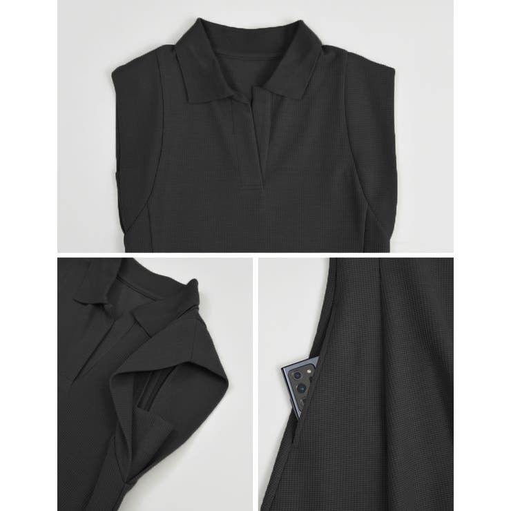 [低身長/高身長サイズ有]キーネックフレンチスリーブポロワンピース | Re:EDIT | 詳細画像31 