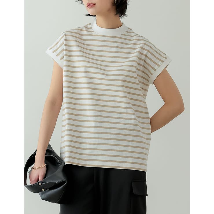 アルチビオ　レディース　モックネック　フレンチスリーブ　シャツ レディースフレンチスリーブモックネックTシャツ | 激安靴の通販