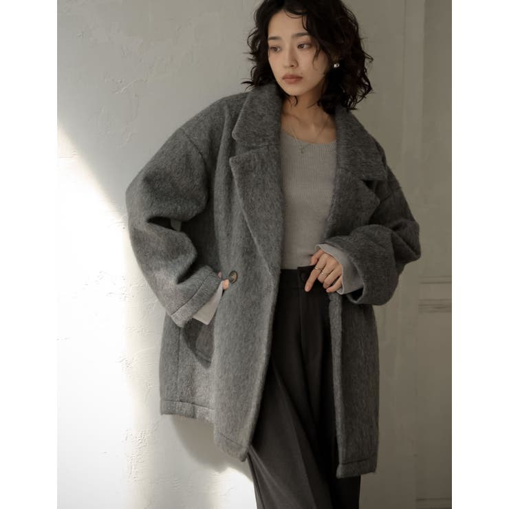 [低身長サイズ有]フェイクウールシャギーダブルテーラードジャケット | Re:EDIT | 詳細画像6 