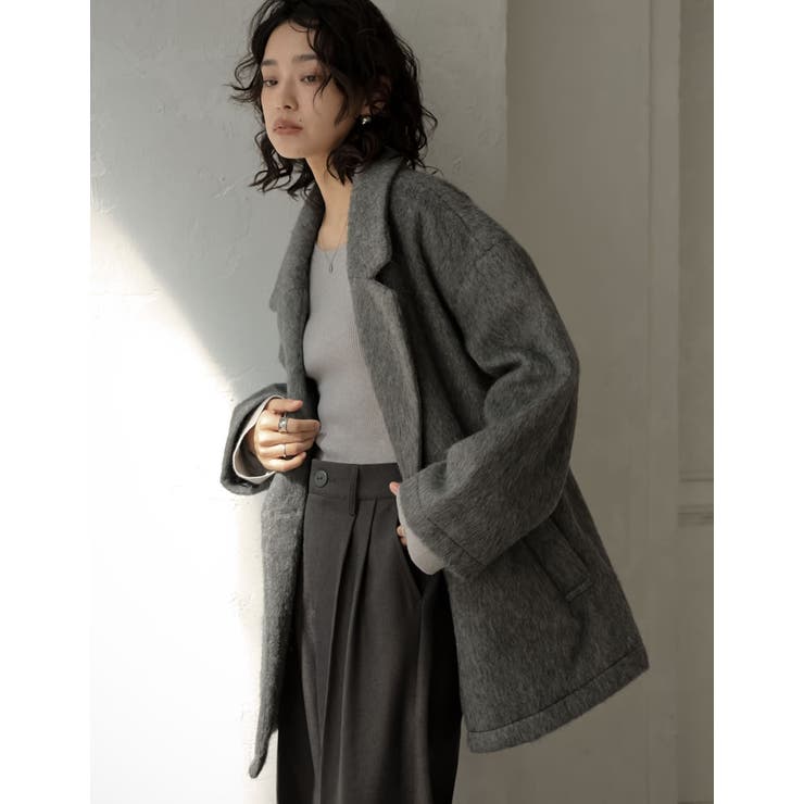 [低身長サイズ有]フェイクウールシャギーダブルテーラードジャケット | Re:EDIT | 詳細画像21 