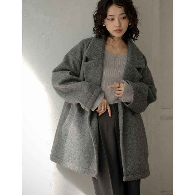 [低身長サイズ有]フェイクウールシャギーダブルテーラードジャケット | Re:EDIT | 詳細画像23 