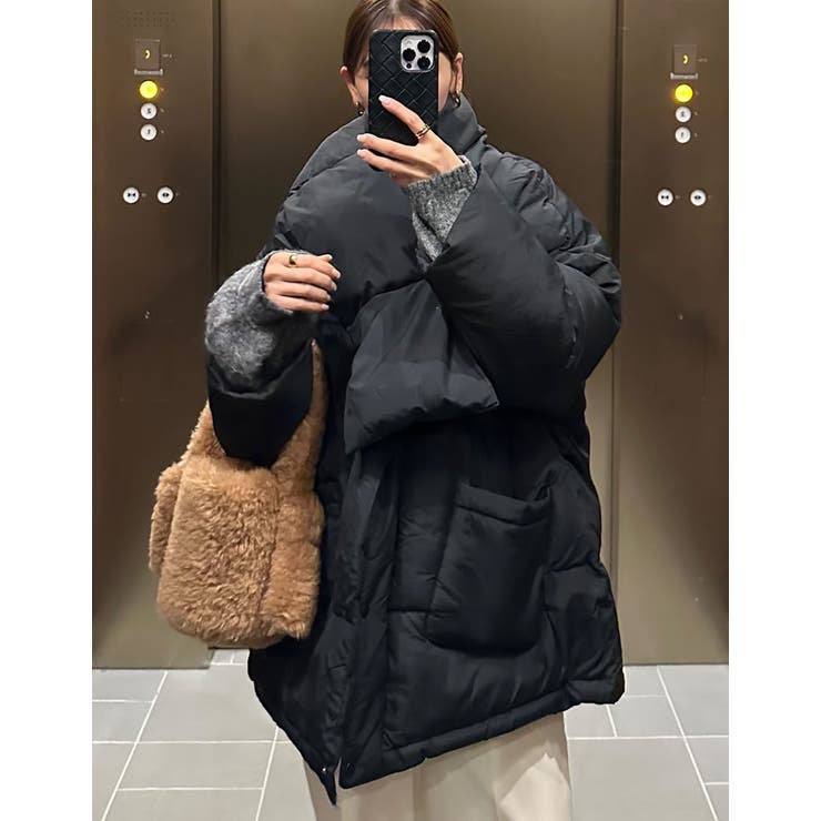 マイクロタフタマフラー付きノーカラー中綿フェイクダウンジャケット | Re:EDIT | 詳細画像12 