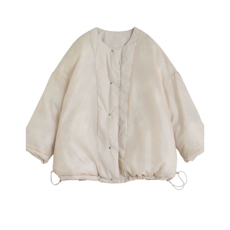 マイクロタフタマフラー付きノーカラー中綿フェイクダウンジャケット | Re:EDIT | 詳細画像38 