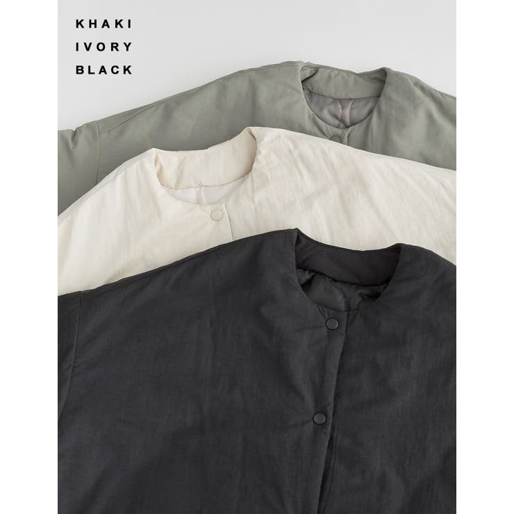 サイドジップノーカラー中綿ジャケット | Re:EDIT | 詳細画像2 