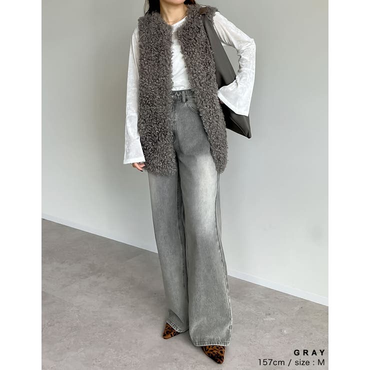 プードルフェイクファーミドルベスト[品番：GS000021679]｜Re:EDIT