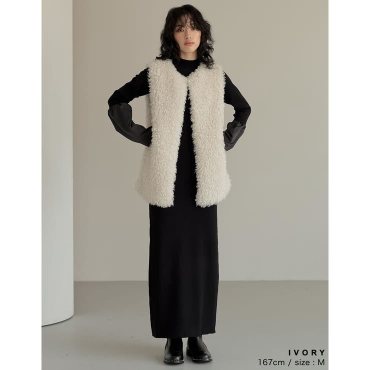 プードルフェイクファーミドルベスト[品番：GS000021679]｜Re:EDIT