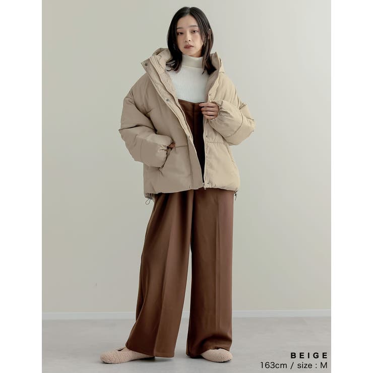 [低身長サイズ有]フード付きスタンドカラーフェイクダウン中綿ジャケット | Re:EDIT | 詳細画像14 