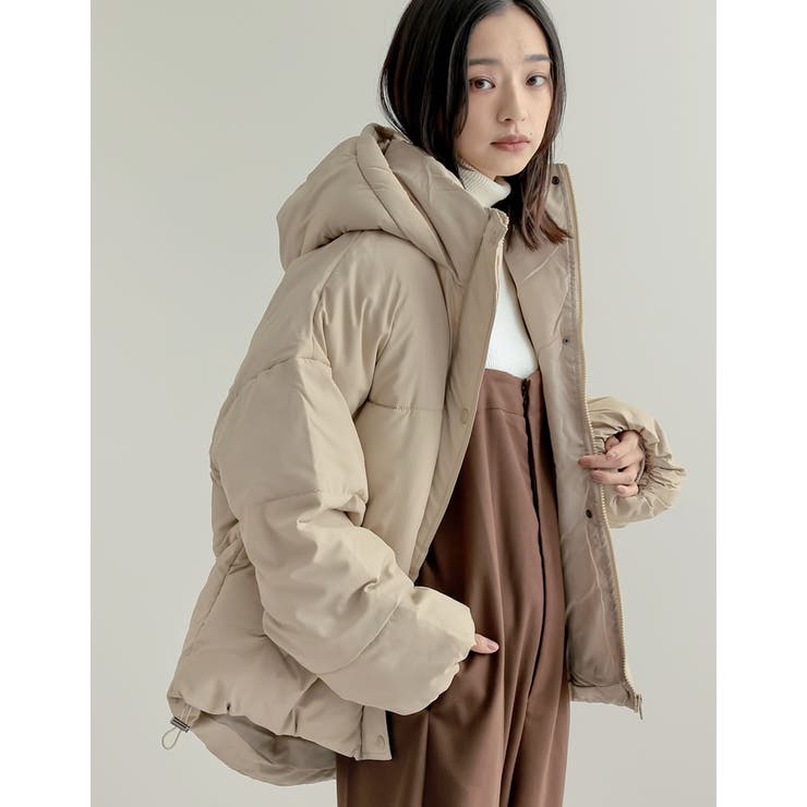 [低身長サイズ有]フード付きスタンドカラーフェイクダウン中綿ジャケット | Re:EDIT | 詳細画像15 