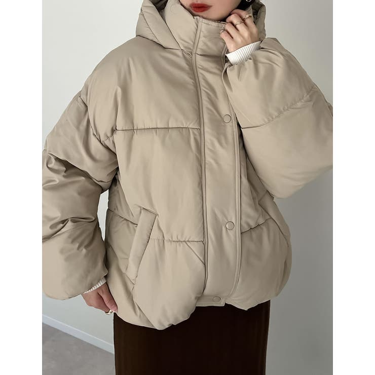 [低身長サイズ有]フード付きスタンドカラーフェイクダウン中綿ジャケット | Re:EDIT | 詳細画像17 