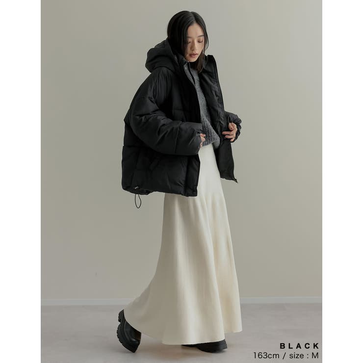 [低身長サイズ有]フード付きスタンドカラーフェイクダウン中綿ジャケット | Re:EDIT | 詳細画像7 