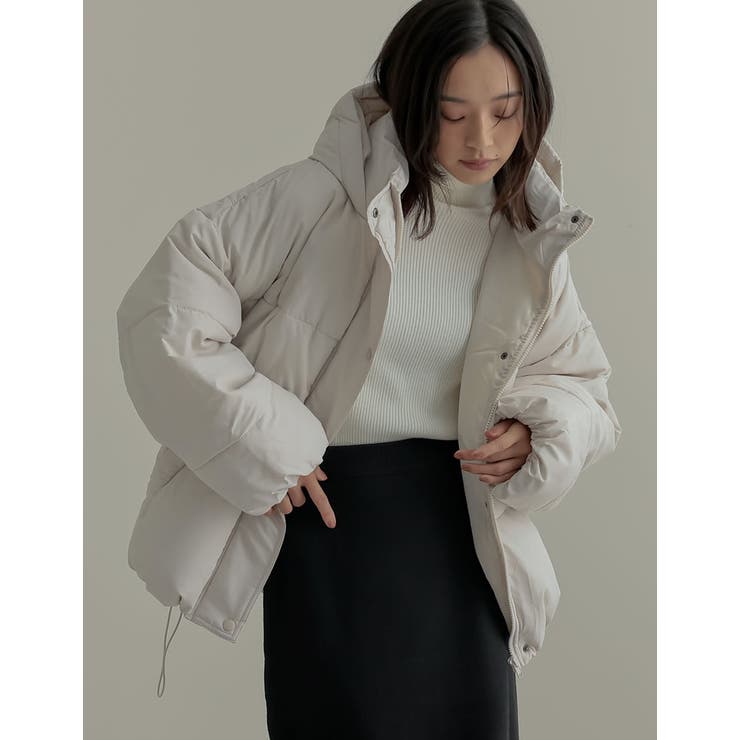 [低身長サイズ有]フード付きスタンドカラーフェイクダウン中綿ジャケット | Re:EDIT | 詳細画像25 