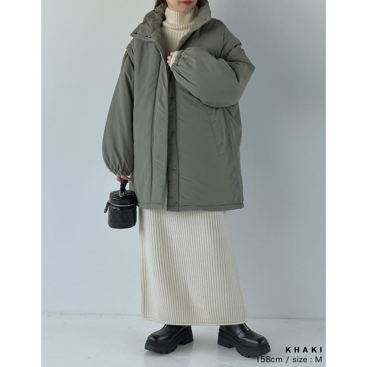 [低身長サイズ有]2WAYミドル丈ダウンライク中綿ジャケット | Re:EDIT | 詳細画像17 