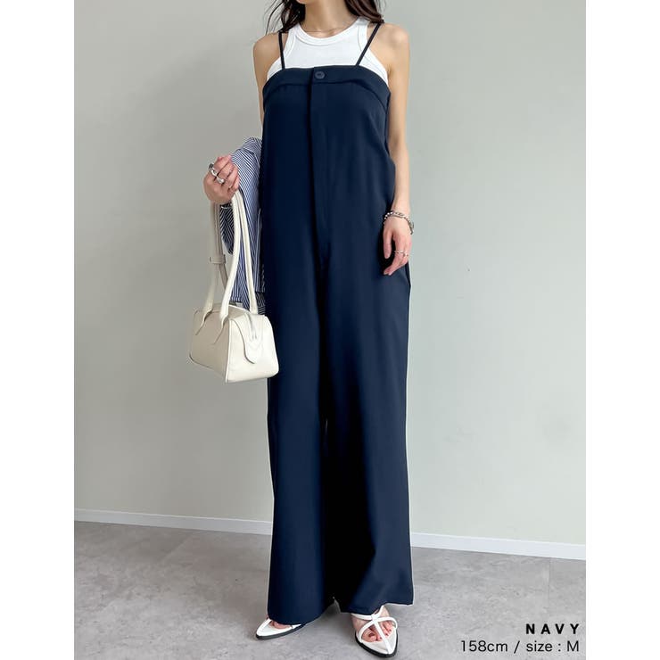 [低身長/高身長サイズ有][体型カバー]ワンボタンベアキャミサロペット | Re:EDIT | 詳細画像16 