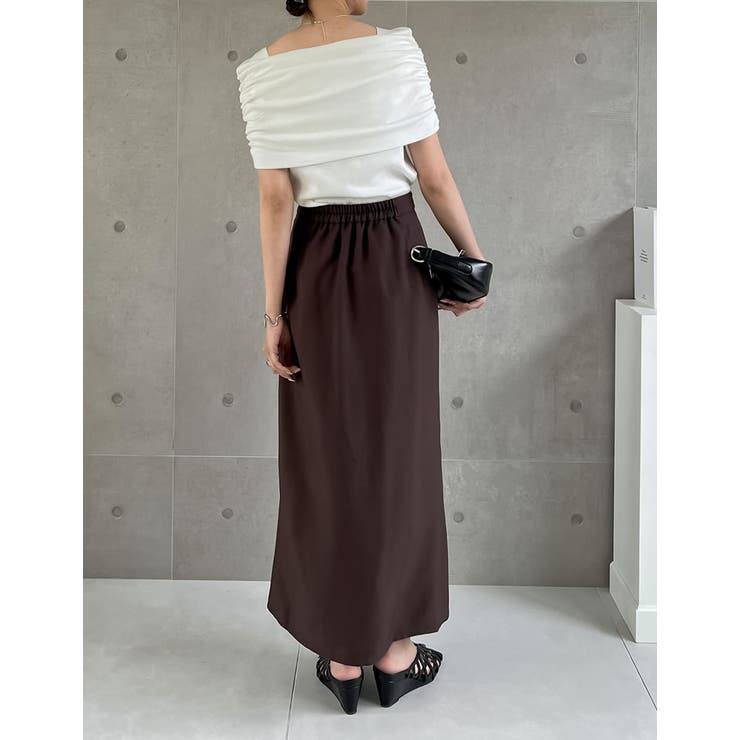 [新色追加][低身長/高身長サイズ有]ドライタッチラップベルトナロースカート | Re:EDIT | 詳細画像25 