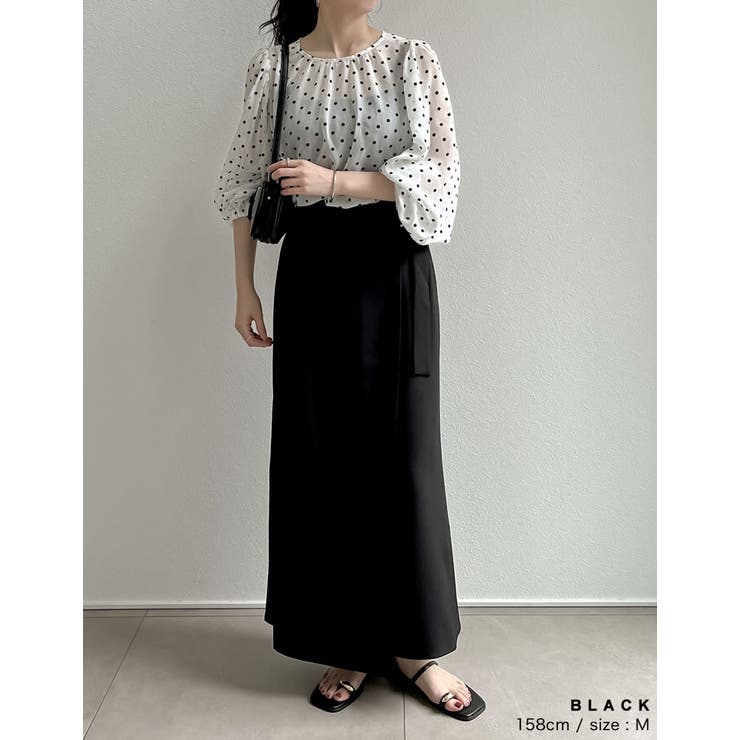 [新色追加][低身長/高身長サイズ有]ドライタッチラップベルトナロースカート | Re:EDIT | 詳細画像27 