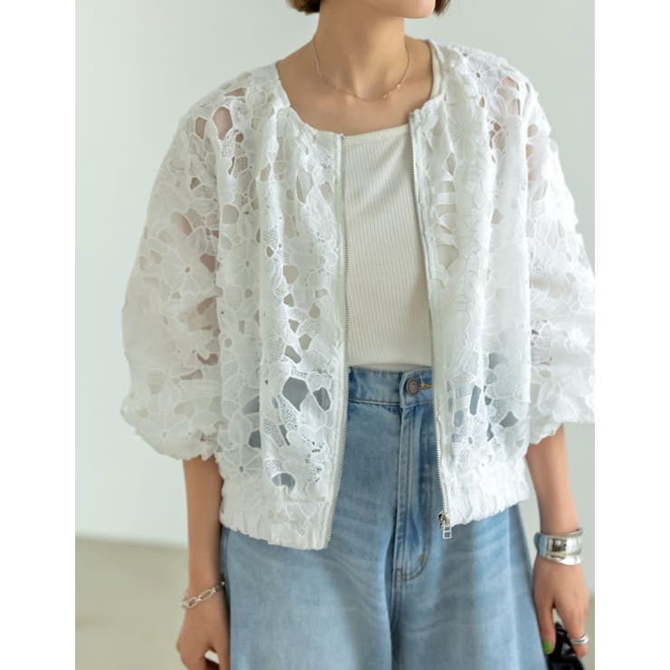 SUMMER DRESS COLLECTION]クロシェレースブルゾン[品番：GS000021417