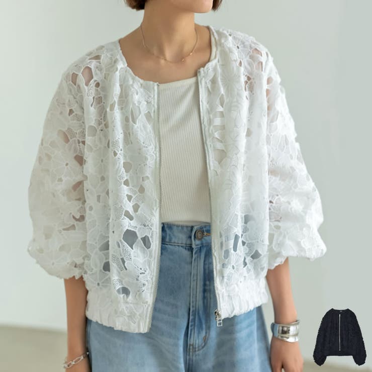 SUMMER DRESS COLLECTION]クロシェレースブルゾン[品番：GS000021417