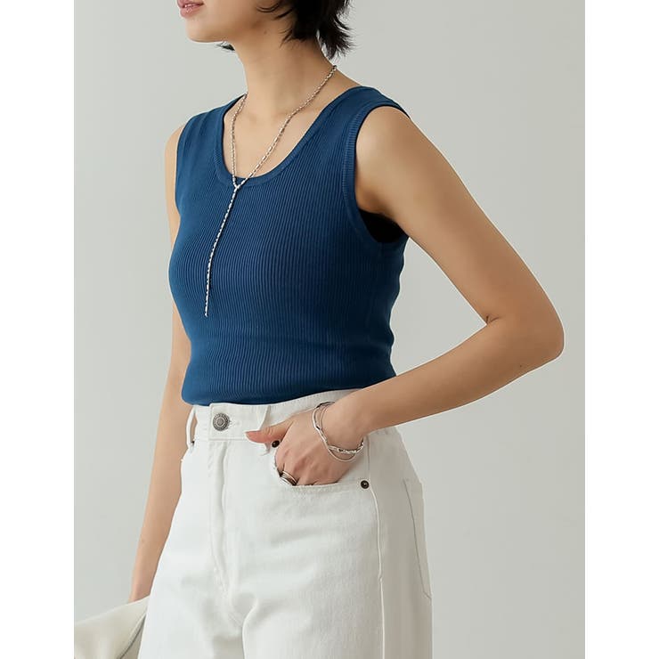 [洗濯機で洗える]カシミヤタッチサマーリブニットタンクトップ | Re:EDIT | 詳細画像15 