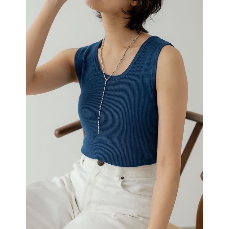 [洗濯機で洗える]カシミヤタッチサマーリブニットタンクトップ | Re:EDIT | 詳細画像16 