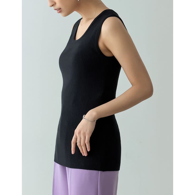 [洗濯機で洗える]カシミヤタッチサマーリブニットタンクトップ | Re:EDIT | 詳細画像8 