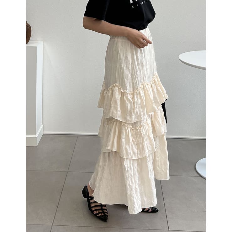 [低身長/高身長サイズ有]ワッシャークロスティアードスカート | Re:EDIT | 詳細画像13 