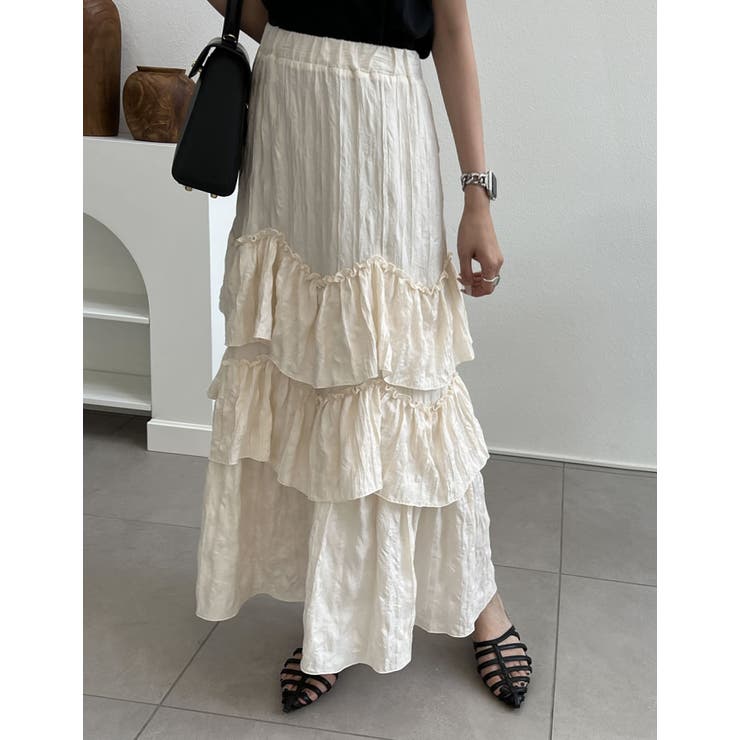 [低身長/高身長サイズ有]ワッシャークロスティアードスカート | Re:EDIT | 詳細画像4 