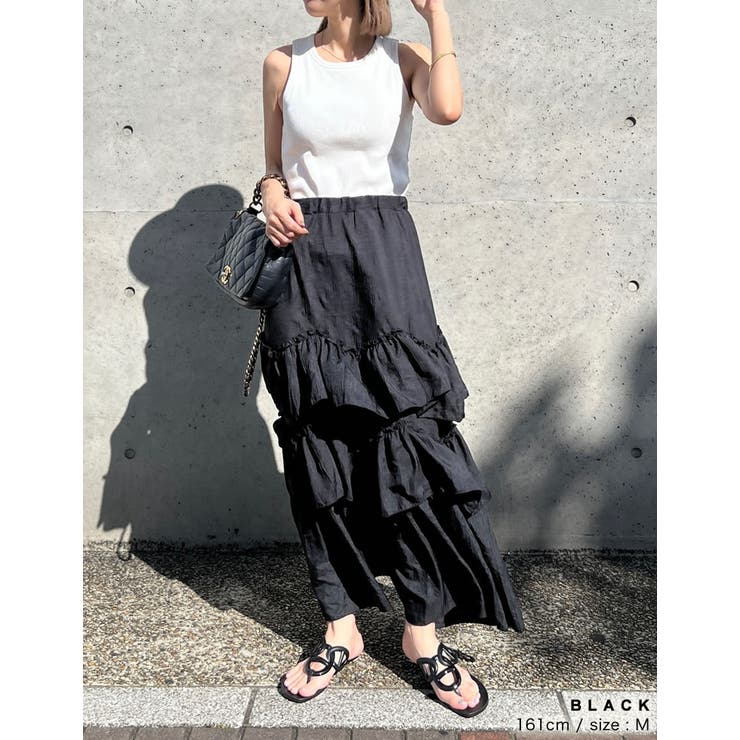 [低身長/高身長サイズ有]ワッシャークロスティアードスカート | Re:EDIT | 詳細画像7 