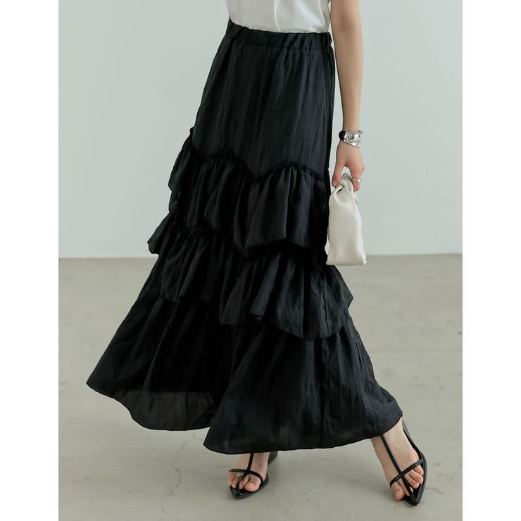 [低身長/高身長サイズ有]ワッシャークロスティアードスカート | Re:EDIT | 詳細画像25 